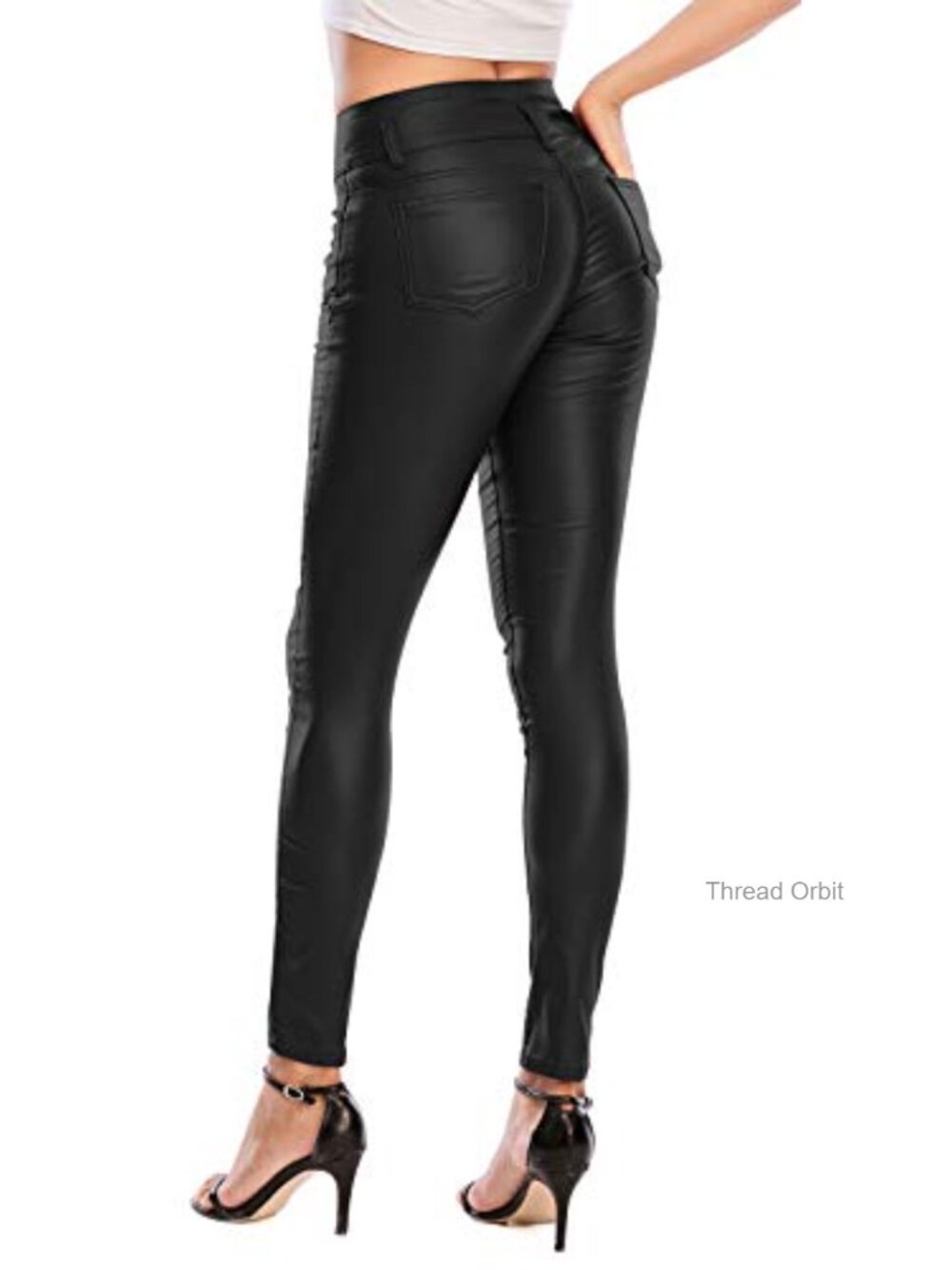 Faux Leather Stretch Push Up Skinny Pants with Butt Lifting